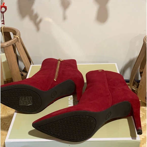 Michael Kors Red Suede Ankle Boots - Picture 3 of 4